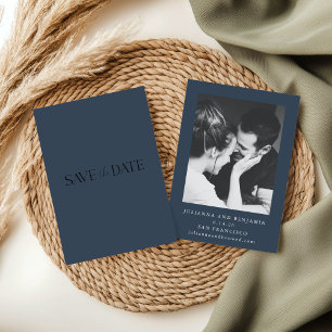 Elegant minimalistisch donker Blauwgroen blauw fot Save The Date