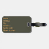 Elegant minimalistisch donker olijf monogram ontwe bagagelabel (Achterkant horizontaal)