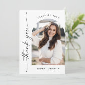 Elegant minimalistisch eenvoudig Afstuderen 2 foto Bedankkaart (Staand voorkant)