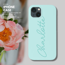 Elegant minimalistisch eenvoudig groen script mono iPhone 13 hoesje