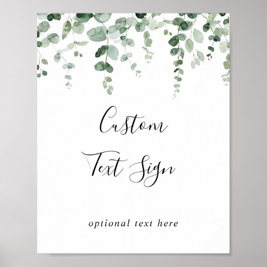 Elegant Minimalistisch Eucalyptus Aangepast Tekstb Poster (Voorkant)