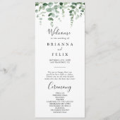Elegant minimalistisch eucalyptus bruiloft program programma (Voorkant)