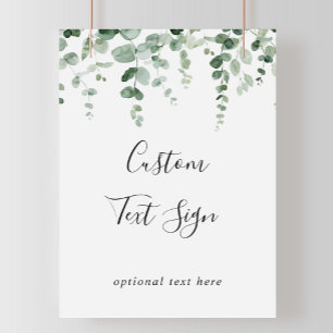 Elegant Minimalistisch Eucalyptus Eigen Tekst Bord Poster
