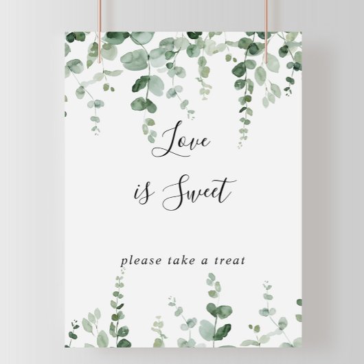 Elegant Minimalistisch Eucalyptus Liefde Is Zoete  Poster