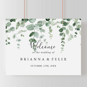 Elegant Minimalistisch Eucalyptus WeduwWelkomsttek Poster