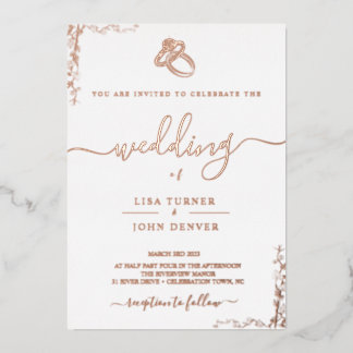 Elegant, minimalistisch Folie huwelijksuitnodiging Uitnodiging