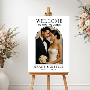 Elegant Minimalistisch Foto Bruiloft Welkom Bord Poster
