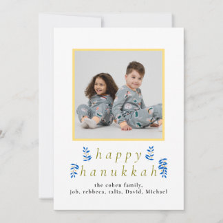 Elegant Minimalistisch Gelukkig Hanukkah Familie 1 Feestdagenkaart