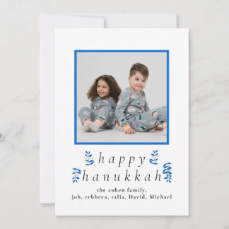 Elegant Minimalistisch Gelukkig Hanukkah Familie 1 Feestdagenkaart