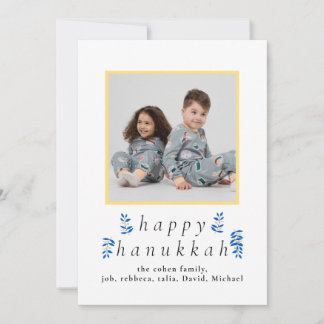 Elegant Minimalistisch Gelukkig Hanukkah Familie 1 Feestdagenkaart