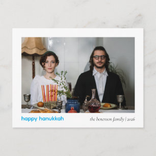 Elegant Minimalistisch Gelukkig Hanukkah Familie 1 Feestdagenkaart