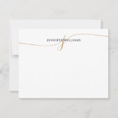 Elegant minimalistisch Gold Script-monogram Notitiekaartje (Voorkant)
