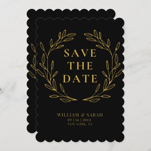 Elegant Minimalistisch Gold Text Save the Date Kaa (Voorkant / Achterkant)