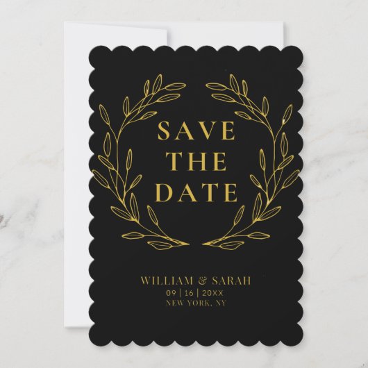 Elegant Minimalistisch Gold Text Save the Date Kaa (Voorkant)