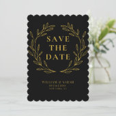 Elegant Minimalistisch Gold Text Save the Date Kaa (Staand voorkant)