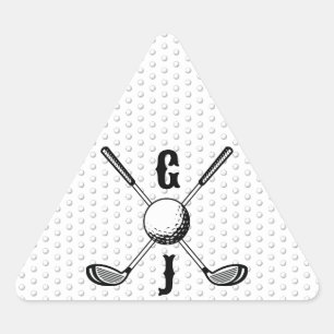 Elegant Minimalistisch Golf Monogr... Driehoek Sticker