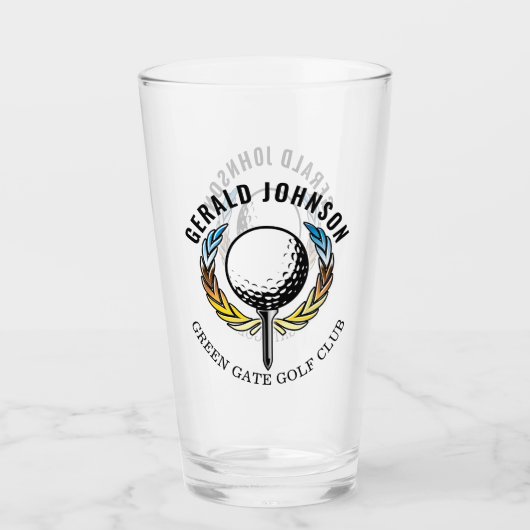 Elegant minimalistisch Golf Monogram Ontwerp Glas (Voorkant)