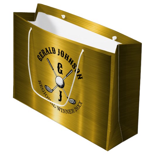 Elegant minimalistisch golf monogram ontwerp groot cadeauzakje (Voorkant Gekanteld)