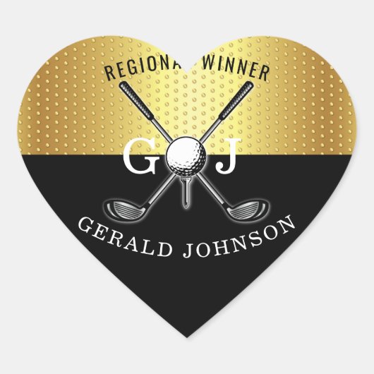 Elegant minimalistisch Golf Monogram Ontwerp Hart Sticker (Voorkant)