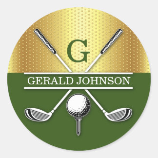 Elegant minimalistisch golf monogram ontwerp klass ronde sticker
