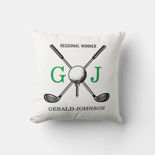 Elegant minimalistisch Golf Monogram Ontwerp Kussen (Voorkant)