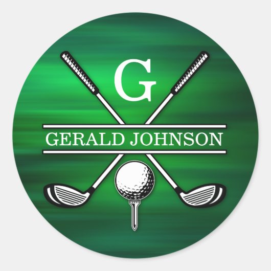 Elegant minimalistisch Golf Monogram Ontwerp Ronde Sticker (Voorkant)