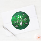 Elegant minimalistisch Golf Monogram Ontwerp Ronde Sticker (Envelop)