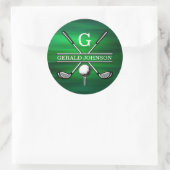 Elegant minimalistisch Golf Monogram Ontwerp Ronde Sticker (Tas)