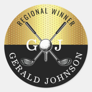 Elegant minimalistisch Golf Monogram Ontwerp Ronde Sticker