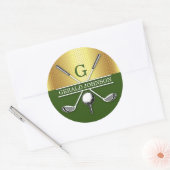 Elegant minimalistisch golf monogram ontwerp ronde sticker (Envelop)