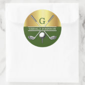 Elegant minimalistisch golf monogram ontwerp ronde sticker (Tas)