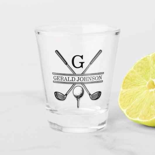 Elegant minimalistisch Golf Monogram Ontwerp Shot Glas (Voorkant)