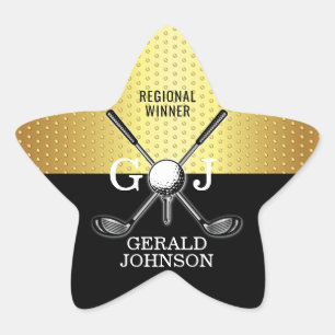 Elegant minimalistisch Golf Monogram Ontwerp Ster Sticker