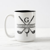 Elegant minimalistisch Golf Monogram Ontwerp Tweekleurige Koffiemok (Links)