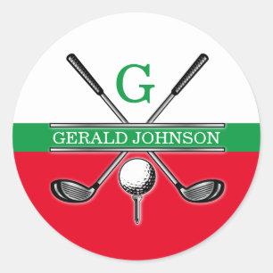 Elegant minimalistisch golfmonogram ronde sticker