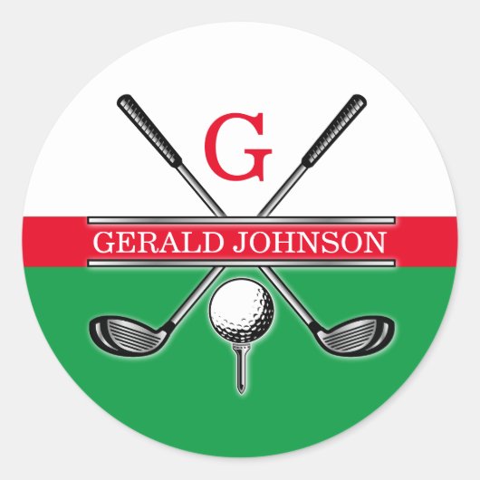 Elegant minimalistisch golfmonogram ronde sticker (Voorkant)