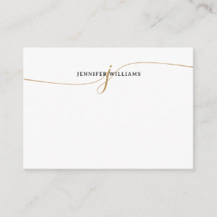 Elegant Minimalistisch Gouden Calligrafie Monogram Notitiekaartje