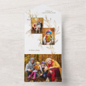 Elegant minimalistisch gouden lijndraden 2-foto's all in one uitnodiging (Binnen)