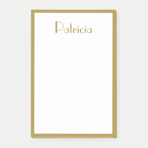Elegant minimalistisch gouden rand en naam post-it® notes