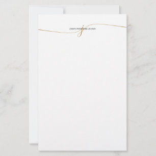 Elegant Minimalistisch Gouden Script Monogram Briefpapier