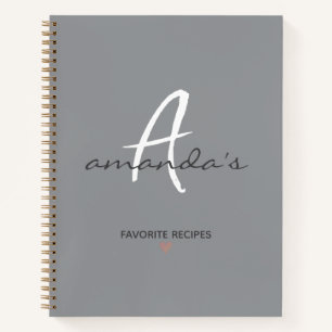 Elegant minimalistisch grijs recept notitieboek