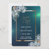 Elegant Minimalistisch Groen Bloemengoud Save the  Save The Date (Voorkant)