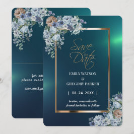 Elegant Minimalistisch Groen Bloemengoud Save the  Save The Date