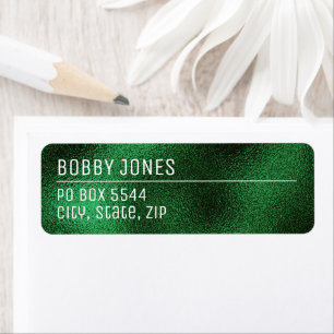 Elegant minimalistisch groen metallic retouradres etiket