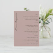 Elegant minimalistisch handschrift aangepast huwel menu (Staand voorkant)
