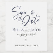 Elegant minimalistisch harthuwelijk sparen de datu wijn etiket (Enkel label)