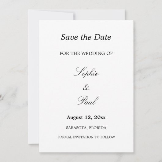 Elegant minimalistisch huwelijk sparen de datum save the date (Voorkant)