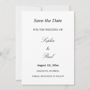 Elegant minimalistisch huwelijk sparen de datum save the date