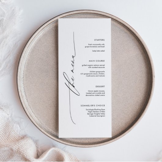 Elegant minimalistisch huwelijksmenu met scriptlet menu