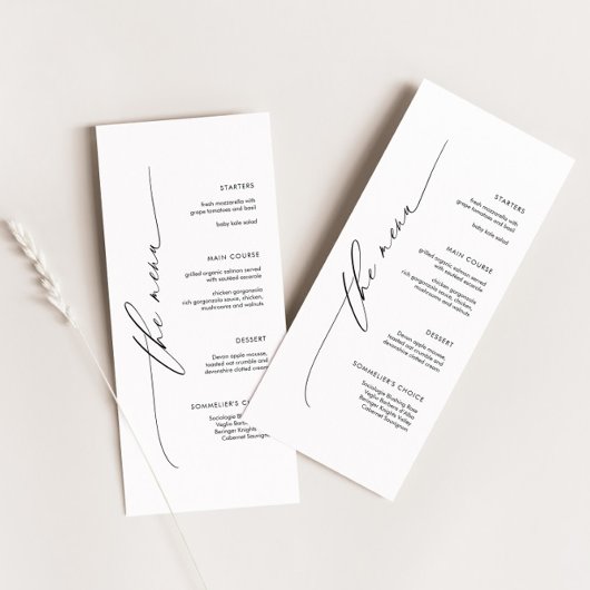 Elegant minimalistisch huwelijksmenu met scriptlet menu